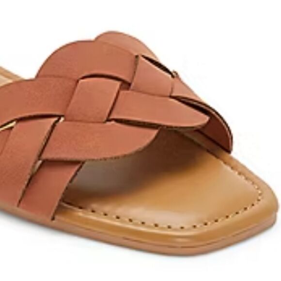 New a.n.a. Kings Flat Leather Sandals slip on slides flip flops Terracotta sz 6 - Picture 2 of 5